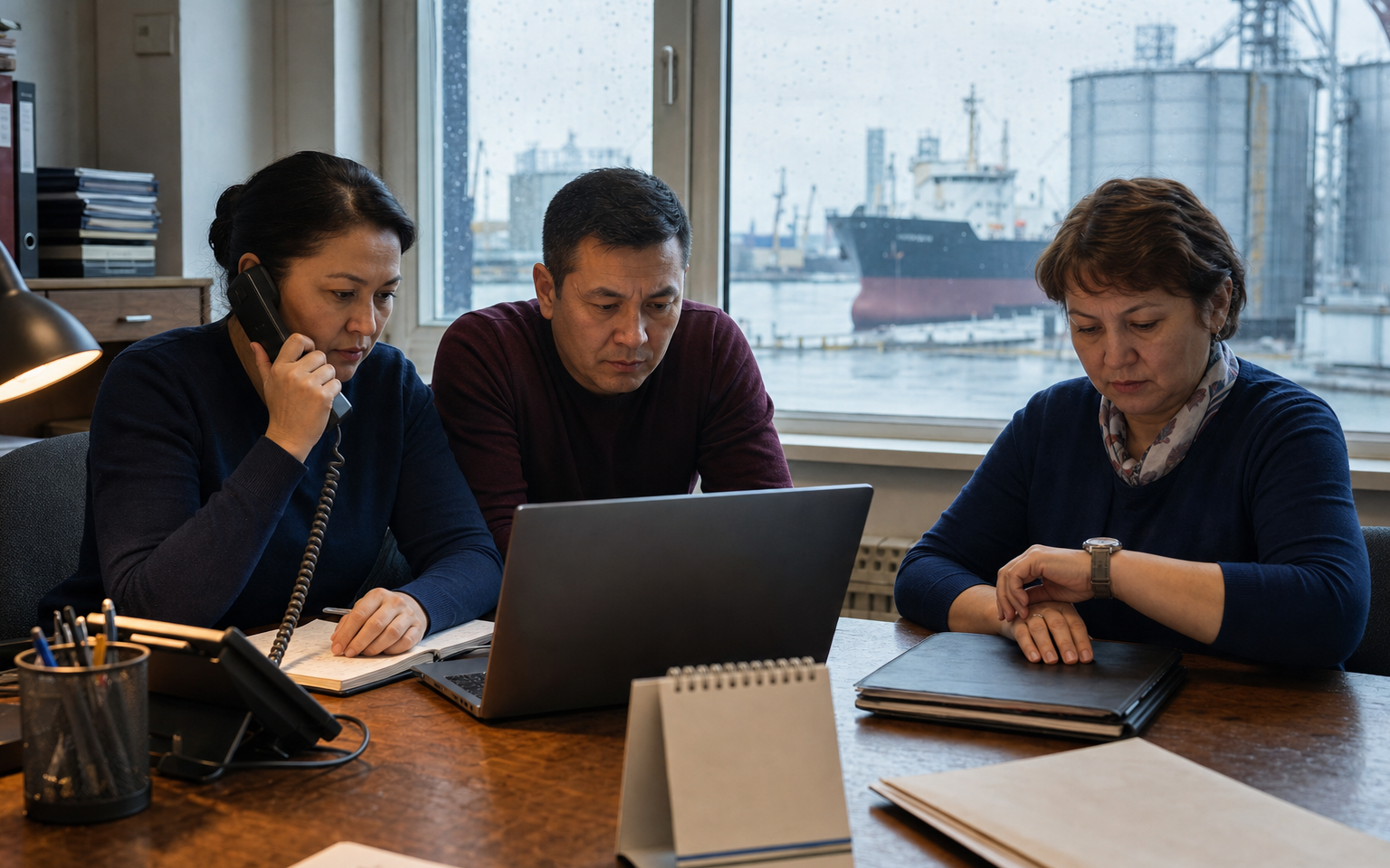 Cargo planning team comparing verified vessel milestones for a Black Sea shipment