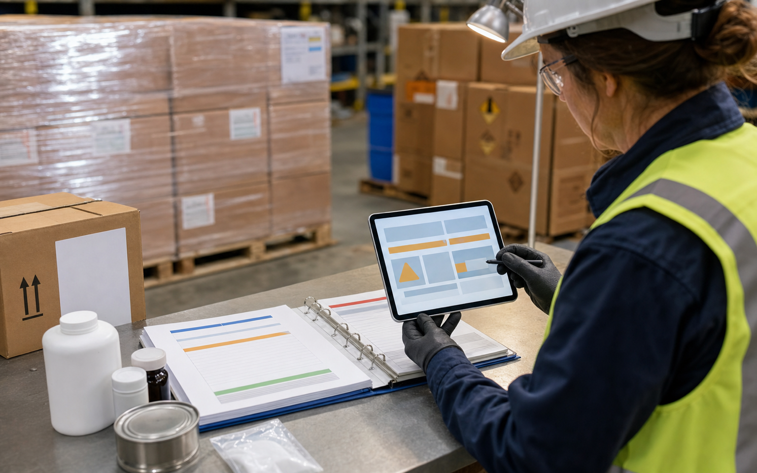 Cargo description and safety data checked against a container booking