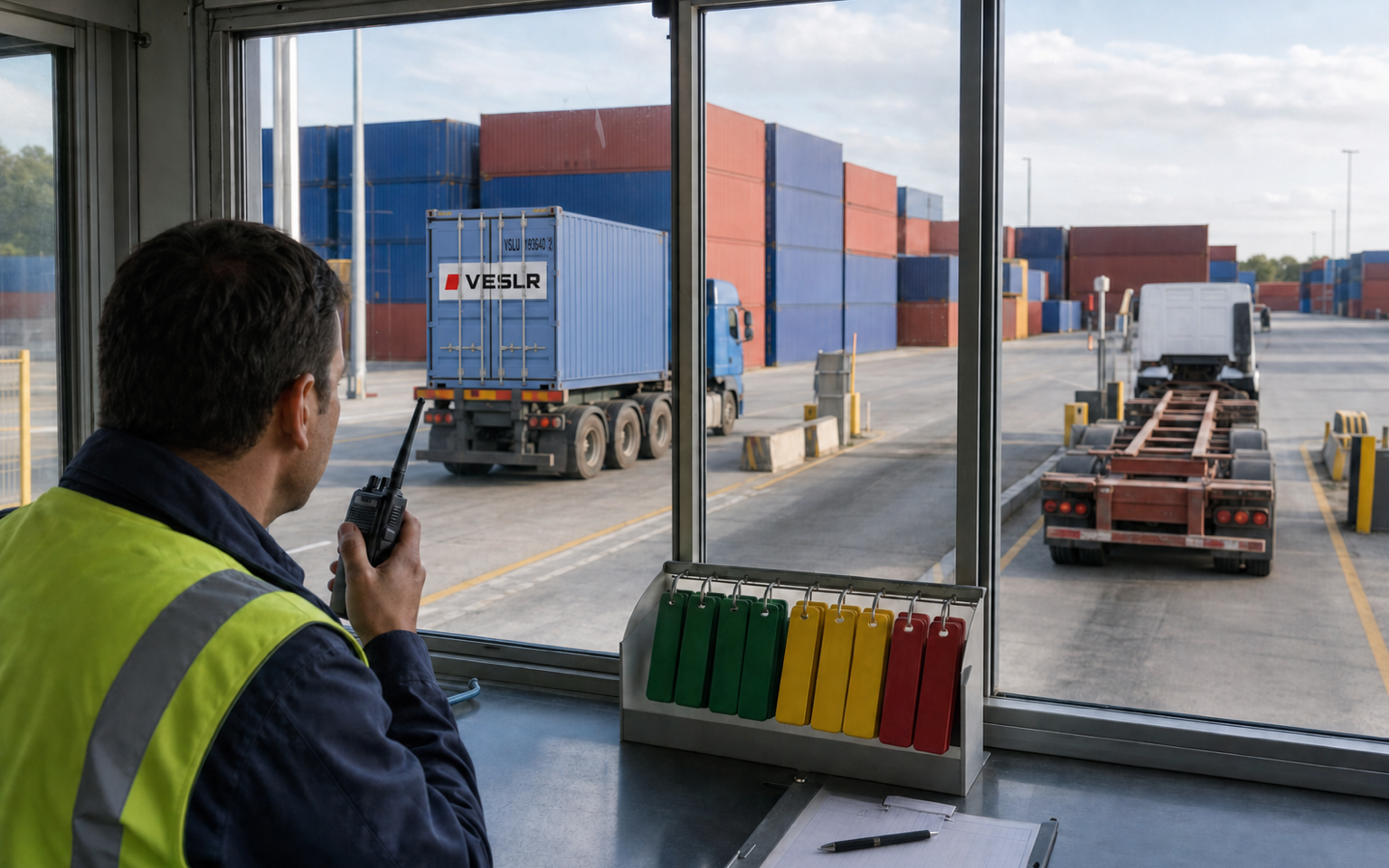 Container depot tracking pickups, drop-offs and units on hire