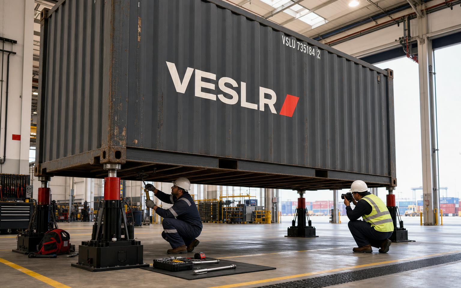 Maintained shipping containers moving between depot inspection and active terminal use