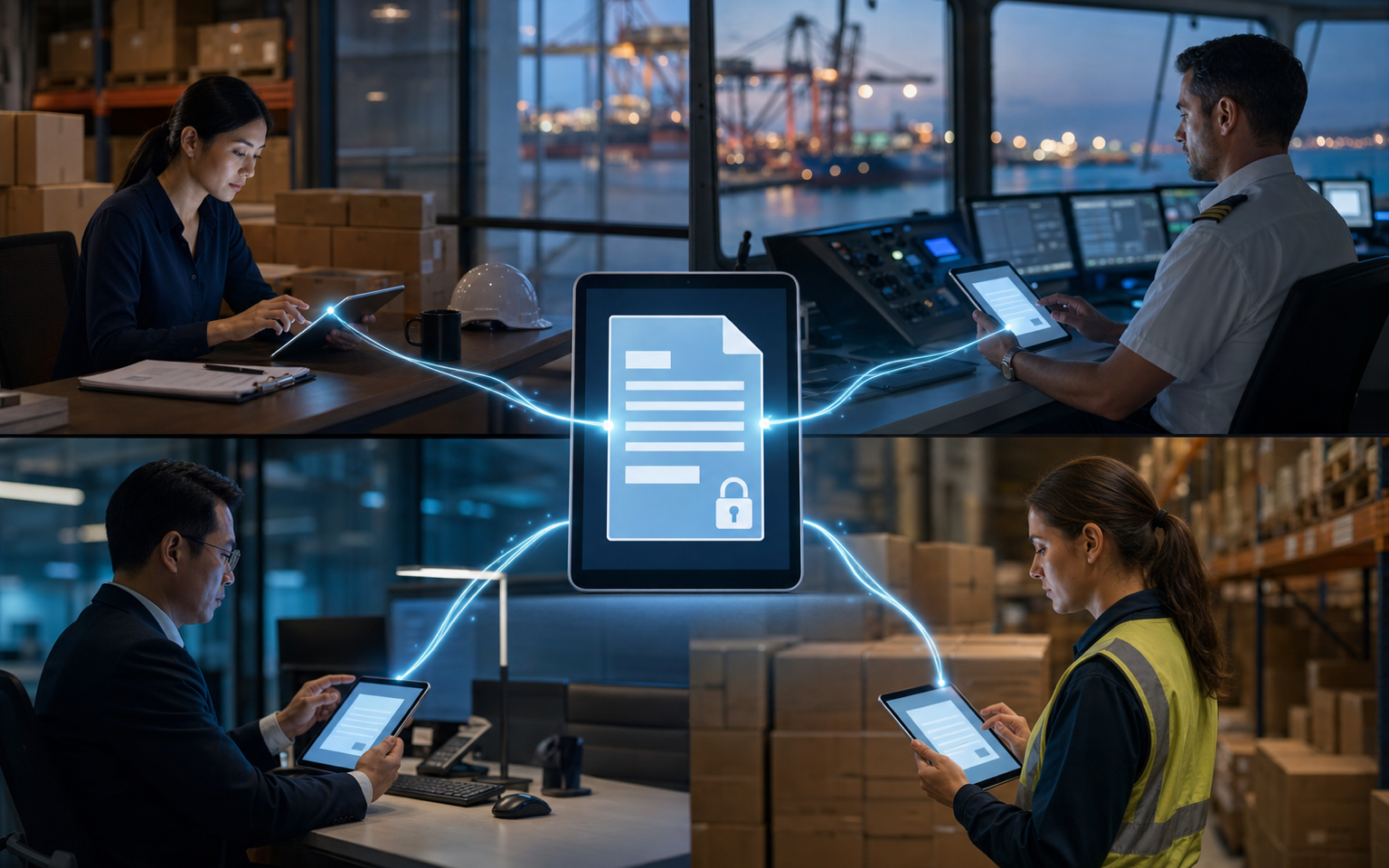 Secure electronic bill of lading moving between shipper, carrier, bank and consignee