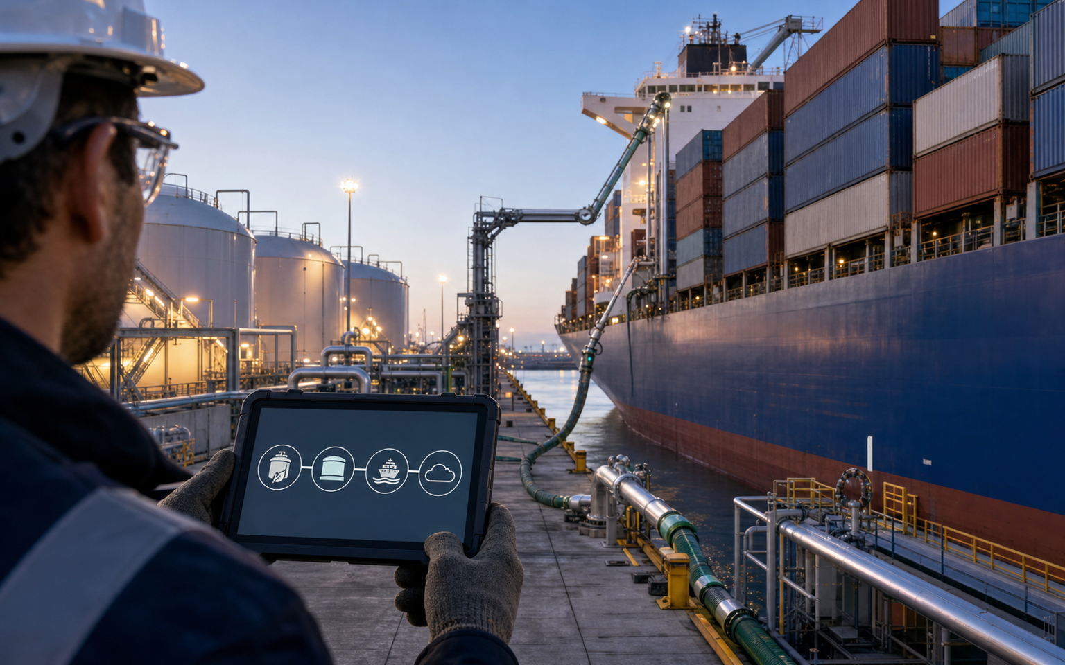 Container vessel, alternative marine fuel infrastructure and emissions data dashboard