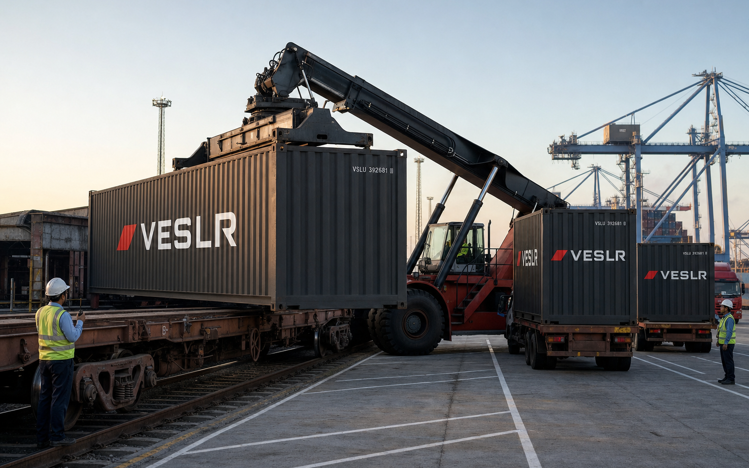 Container, rail and truck handoffs connecting an Indian Major Port with inland industry