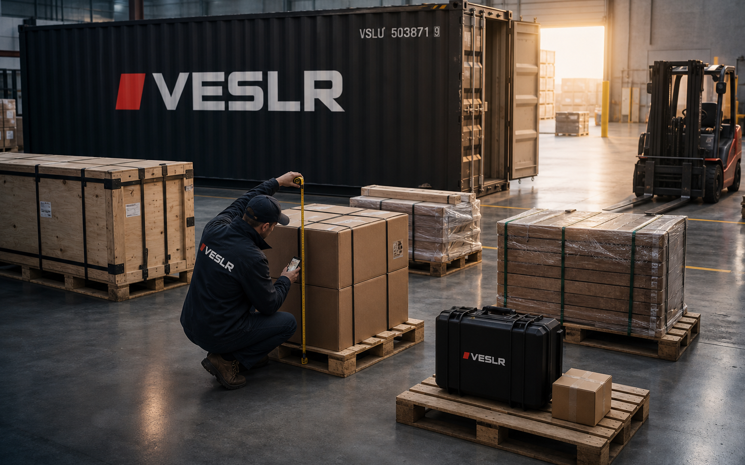 Carefully palletized small China import sharing an LCL consolidation warehouse with other consignments