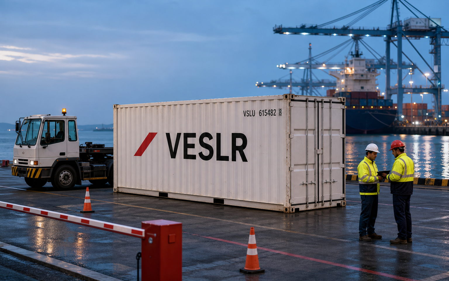 Container cargo staged securely while a Red Sea voyage decision awaits authorized review